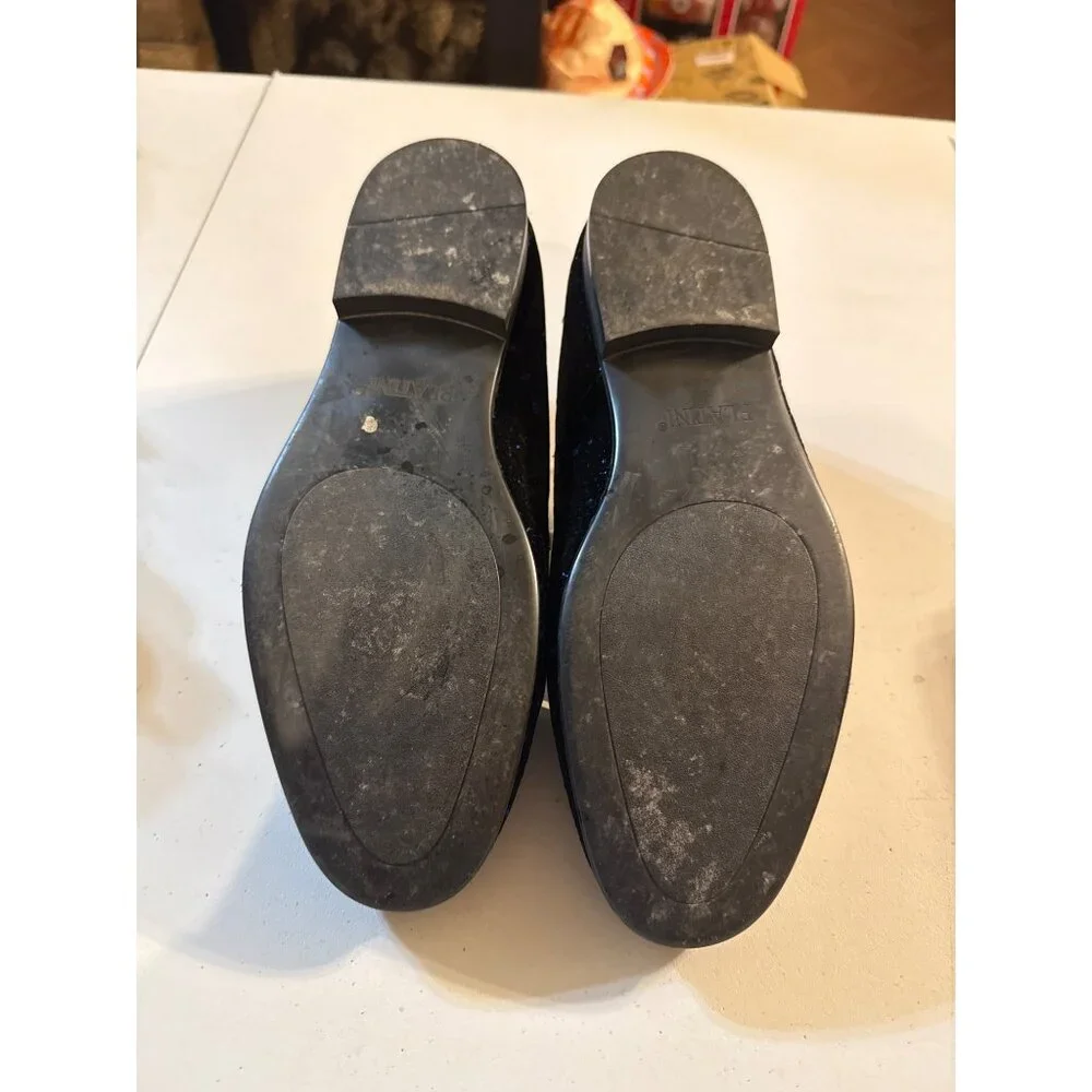 Platini Mens Black & Blue Velvet Loafers Size 8.5